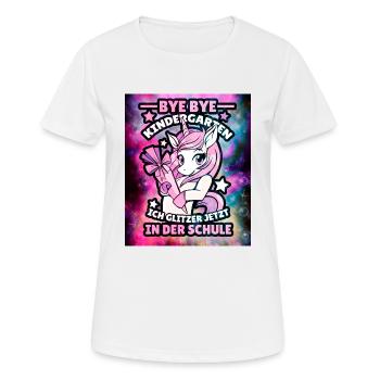 Unicorn Back to School bye bye Kindergarten - Women's Breathable T-Shirt - white - Front - AI Model Female 172 dark (172cm)