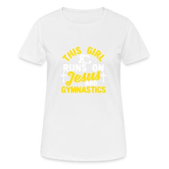This girl runs on Jesus and gymnastics - Women's Breathable T-Shirt - white - Front - AI Model Female 172 dark (172cm)