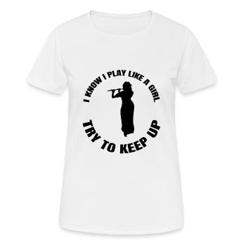 Flûte Flûte Musique Instrument à vent Orchestre - T-shirt respirant Femme - blanc - Devant - AI Model Female 172 dark (172cm)