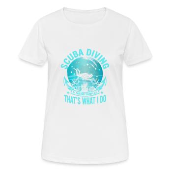 Plongée sous-marine et prélèvement d’échantillons biologie marine - T-shirt respirant Femme - blanc - Devant - AI Model Female 172 dark (172cm)