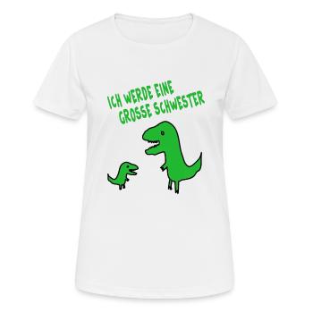 Mädchen Dino Große Schwester tochter mutter - Frauen T-Shirt atmungsaktiv - Weiß - Vorne - AI Model Female 172 dark (172cm)