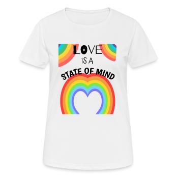 LOVE IS A STATE OF MIND - Women's Breathable T-Shirt - white - Front - AI Model Female 172 dark (172cm)