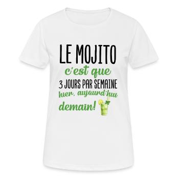 Le mojito c'est que 3 jours par semaine apéro - T-shirt respirant Femme - blanc - Devant - AI Model Female 172 dark (172cm)