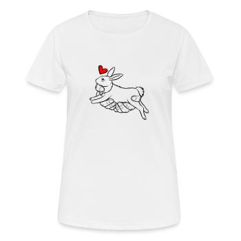 Kaninchen Liebe Lustige Hand Pflege Kaninchen Herz Cool - Frauen T-Shirt atmungsaktiv - Weiß - Vorne - AI Model Female 172 dark (172cm)