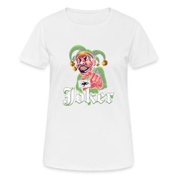 Joker mit Spielkarte - Frauen T-Shirt atmungsaktiv - Weiß - Vorne - AI Model Female 172 dark (172cm)