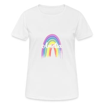 AMELIA Rainbow Cursive - Frauen T-Shirt atmungsaktiv - Weiß - Vorne - AI Model Female 172 dark (172cm)