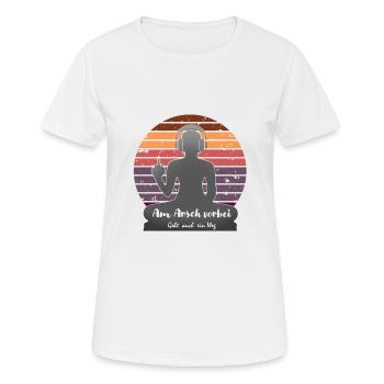 Yoga Meditation Buddha Vintage Sunset Gift T-Shirt - Frauen T-Shirt atmungsaktiv - Weiß - Vorne - AI Model Female 172 dark (172cm)