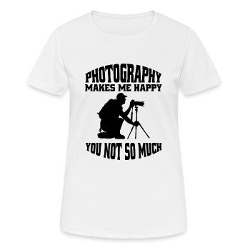 Photographers Photograph funny Photographer Camera - Women's Breathable T-Shirt - white - Front - AI Model Female 172 dark (172cm)