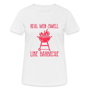 Echte Männer riechen nach Barbecue - Frauen T-Shirt atmungsaktiv - Weiß - Vorne - AI Model Female 172 dark (172cm)