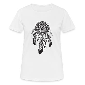 MANDALAS FEATHERS Traumfänger Mandala - Frauen T-Shirt atmungsaktiv - Weiß - Vorne - AI Model Female 172 dark (172cm)