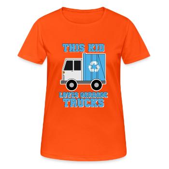 Müllwagen Liebe Müllabfuhr Kind Junge I Geschenk - Frauen T-Shirt atmungsaktiv - Neonorange - Vorne - AI Model Female 172 dark (172cm)
