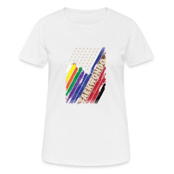 Drapeau américain Blanc Couleurs de ceinture noire - T-shirt respirant Femme - blanc - Devant - AI Model Female 172 dark (172cm)