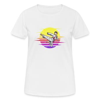 Athlète de karaté Sparring Combattant d’arts martiaux Asie - T-shirt respirant Femme - blanc - Devant - AI Model Female 172 dark (172cm)
