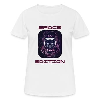 Space Cat - Frauen T-Shirt atmungsaktiv - Weiß - Vorne - AI Model Female 172 dark (172cm)