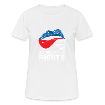Lèvre mordante Drapeau américain Étoiles Rayures Reproductiv - T-shirt respirant Femme - blanc - Devant - AI Model Female 172 dark (172cm)