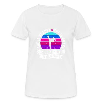 Sie ist Schönheit Sie ist Anmut Lustiges Karate - Frauen T-Shirt atmungsaktiv - Weiß - Vorne - AI Model Female 172 dark (172cm)