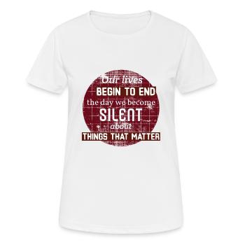 Des choses qui comptent. Citation de cause des droits de l’homme - T-shirt respirant Femme - blanc - Devant - AI Model Female 172 dark (172cm)