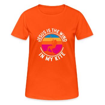 Church Kitesurfing Christ Jesus is the wind - Women's Breathable T-Shirt - neon orange - Front - AI Model Female 172 dark (172cm)