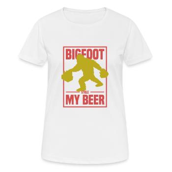 Bigfoot hat mein Bier gestohlen - Frauen T-Shirt atmungsaktiv - Weiß - Vorne - AI Model Female 172 dark (172cm)