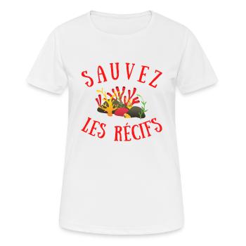 SAUVEZ LES RÉCIFS - CORAIL ROUGE - T-shirt respirant Femme - blanc - Devant - AI Model Female 172 dark (172cm)