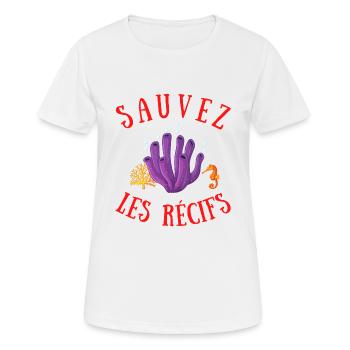SAUVEZ LES RÉCIFS - T-shirt respirant Femme - blanc - Devant - AI Model Female 172 dark (172cm)