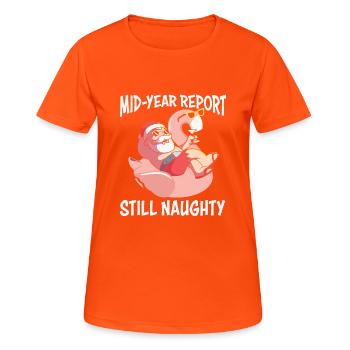 Funny Santa Summer Beach Vacation Christmas In Jul - Women's Breathable T-Shirt - neon orange - Front - AI Model Female 172 dark (172cm)