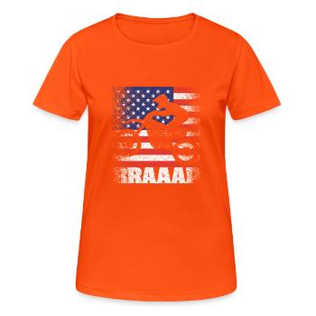 Braaap Vintage USA Drapeau Américain Dirt Bike - T-shirt respirant Femme - orange néon - Devant - AI Model Female 172 dark (172cm)
