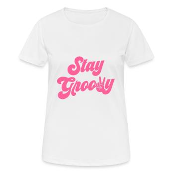Stay Groovy - Frauen T-Shirt atmungsaktiv - Weiß - Vorne - AI Model Female 172 dark (172cm)