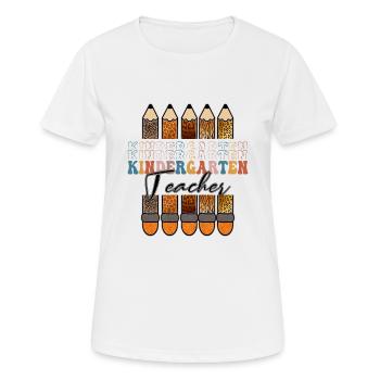 Kindergarten Teacher Leopard Pencil Back To School - T-shirt respirant Femme - blanc - Devant - AI Model Female 172 dark (172cm)