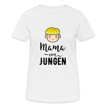 Mama von Jungen Geschenk Mutter Muttertag - Frauen T-Shirt atmungsaktiv - Weiß - Vorne - AI Model Female 172 dark (172cm)