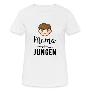 Mama von Jungen Geschenk Mutter Muttertag - Frauen T-Shirt atmungsaktiv - Weiß - Vorne - AI Model Female 172 dark (172cm)