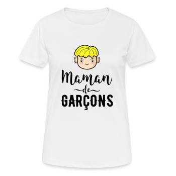 Mama von Jungen Geschenk Mutter Muttertag - Frauen T-Shirt atmungsaktiv - Weiß - Vorne - AI Model Female 172 dark (172cm)