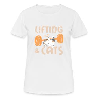 Lifting & Cats Funny Cat Lovers Gym Funny Weightli - Frauen T-Shirt atmungsaktiv - Weiß - Vorne - AI Model Female 172 dark (172cm)