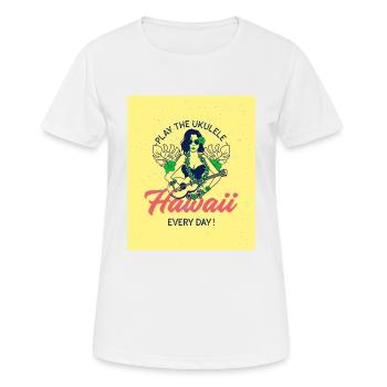 Play the Ukulele every Day - Hawaii - Frauen T-Shirt atmungsaktiv - Weiß - Vorne - AI Model Female 172 dark (172cm)