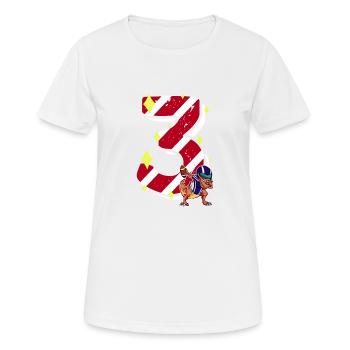 3 ans Dinosaure Football Américain 3ème B-day - T-shirt respirant Femme - blanc - Devant - AI Model Female 172 dark (172cm)