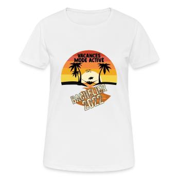 Bachelier 2022 Vacances Mode on Ideé Cadeau Humour - T-shirt respirant Femme - blanc - Devant - AI Model Female 172 dark (172cm)