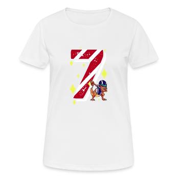 7 ans Dinosaur American Football 7ème B-day - T-shirt respirant Femme - blanc - Devant - AI Model Female 172 dark (172cm)