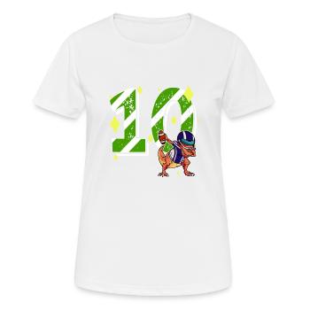 10 ans Dino American Football 10ème B-day Dab - T-shirt respirant Femme - blanc - Devant - AI Model Female 172 dark (172cm)