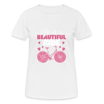 Lustig Radfahren Fahrradfahren Biker Leben ist ein - Frauen T-Shirt atmungsaktiv - Weiß - Vorne - AI Model Female 172 dark (172cm)