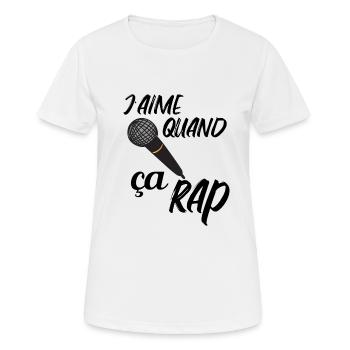 j aime quand ça rap - T-shirt respirant Femme - blanc - Devant - AI Model Female 172 dark (172cm)