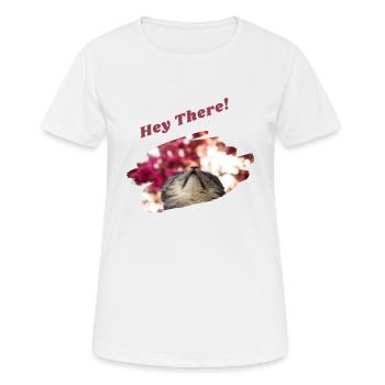 Hey there Cat Cat Saying British Shorthair Fun - T-shirt respirant Femme - blanc - Devant - AI Model Female 172 dark (172cm)