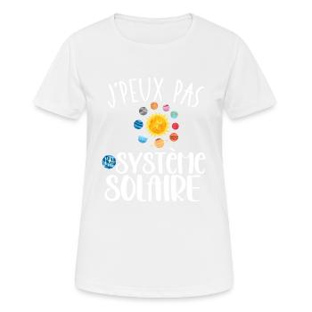 J'peux pas j'ai système solaire astronomie - T-shirt respirant Femme - blanc - Devant - AI Model Female 172 dark (172cm)