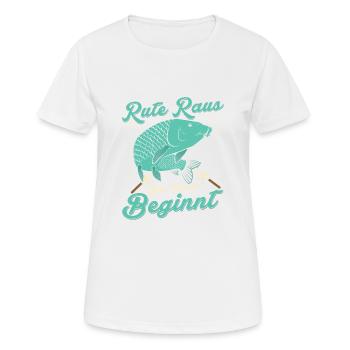 Rute raus der Spass beginnt Angler Fischer - Frauen T-Shirt atmungsaktiv - Weiß - Vorne - AI Model Female 172 dark (172cm)