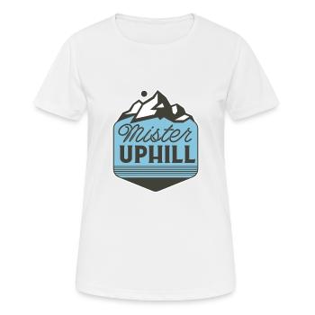 mister uphill - Frauen T-Shirt atmungsaktiv - Weiß - Vorne - AI Model Female 172 dark (172cm)