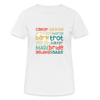 Horse Typography Word Art Horse Riding Riding - Women's Breathable T-Shirt - white - Front - AI Model Female 172 dark (172cm)