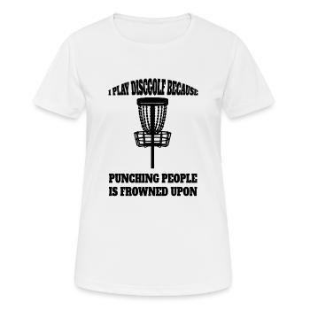 Discgolf lustige Spruch Discgolfer Discgolfspieler - Frauen T-Shirt atmungsaktiv - Weiß - Vorne - AI Model Female 172 dark (172cm)