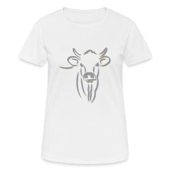 SILBERNE KUHSILHOUETTE, MINIMAL - Frauen T-Shirt atmungsaktiv - Weiß - Vorne - AI Model Female 172 dark (172cm)