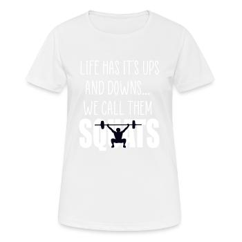 Squats Gym Angebot - Frauen T-Shirt atmungsaktiv - Weiß - Vorne - AI Model Female 172 dark (172cm)