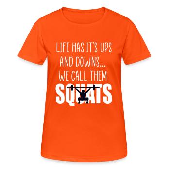 squats gym citation - T-shirt respirant Femme - orange néon - Devant - AI Model Female 172 dark (172cm)