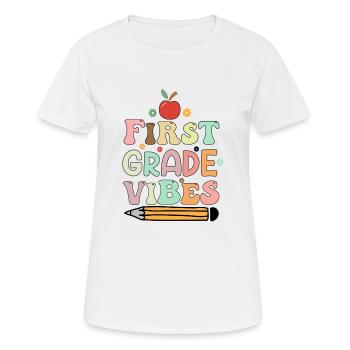 First Grade Vibes 1st Grade Retro Back To School - Women's Breathable T-Shirt - white - Front - AI Model Female 172 dark (172cm)